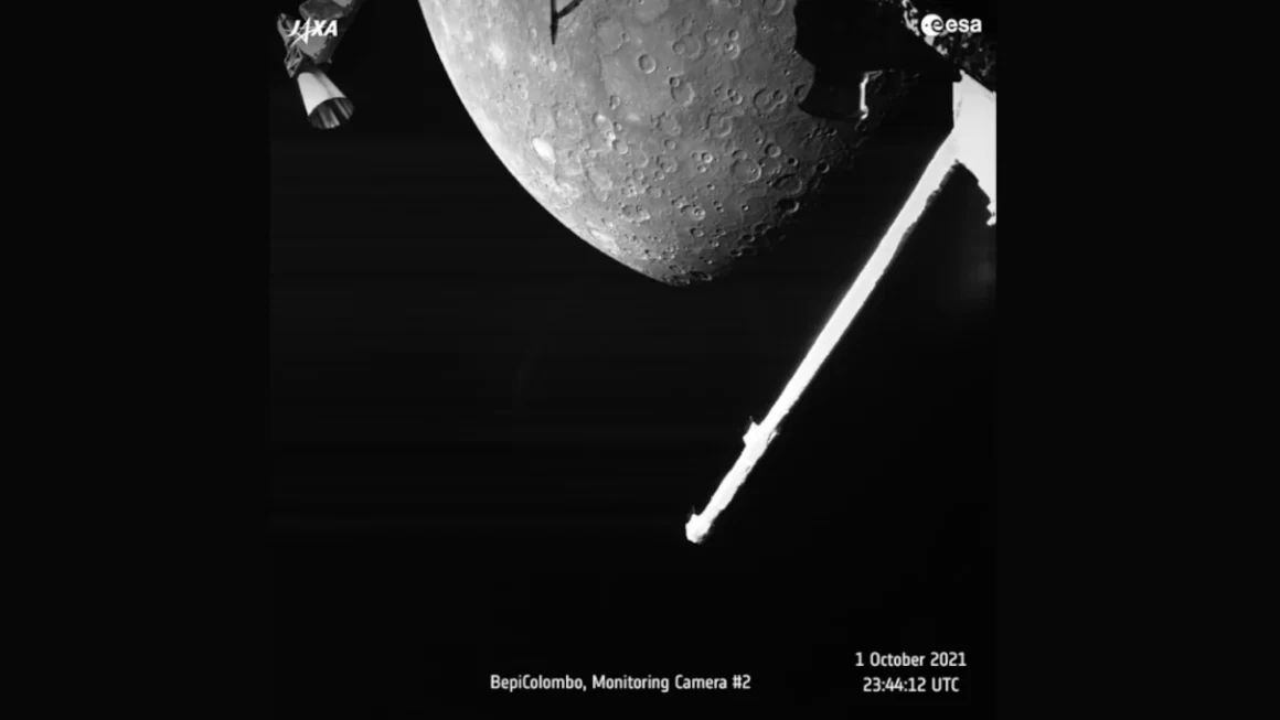 Foto di Mercurio con annotazioni nella missione BepiColombo