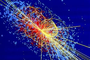 Immagine dello scontro tra particelle utile per indagare la presenza di antimateria