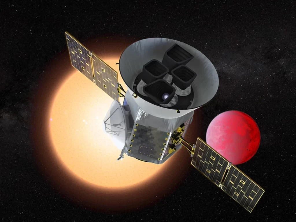 Il render di TESS il telescopio spaziale della NASA specifico per la ricerca di esopianeti