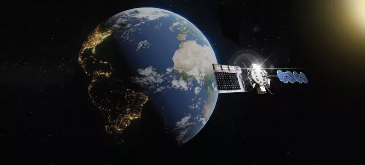 Rappresentazione artistica della navicella spaziale Arachne dell'Air Force Research Laboratory, progetto multifase per sviluppare un sistema di trasmissione della energia solare spaziale in grado di fornire energia utilizzabile indipendentemente dall'ora del giorno, dalla latitudine o dalle condizioni meteorologiche. Credit: Air Force Research Laboratory