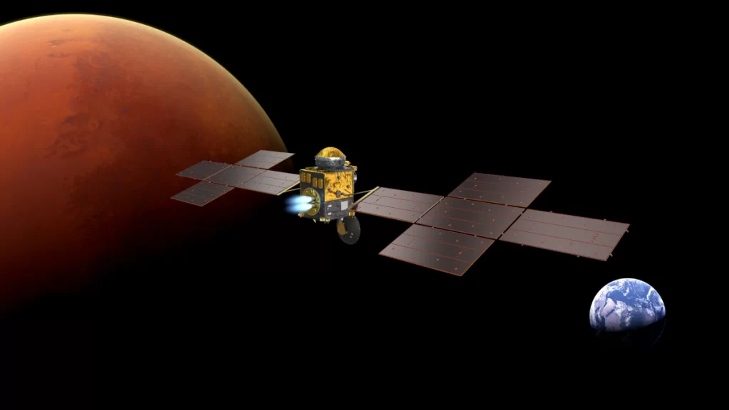 L'illustration représente l'Earth Return Orbiter de l'ESA.