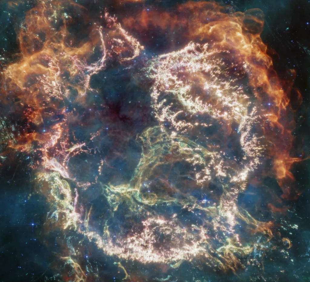 La nueva imagen de James Webb está revelando los misterios de los residuos de la supernova Cas A en la constelación de Cassiopea