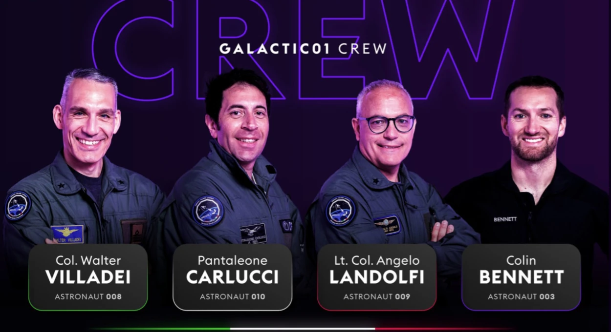 La société Virgin Galactic a programmé le premier vol commercial, Galactic 01, qui accueillera trois passagers italiens pour le 29 juin