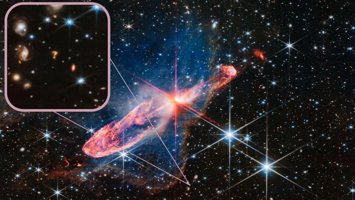 En una imagen reciente del Telescopio Espacial James Webb, ha aparecido un signo de interrogación cósmico. ¿Qué es este extraño objeto?