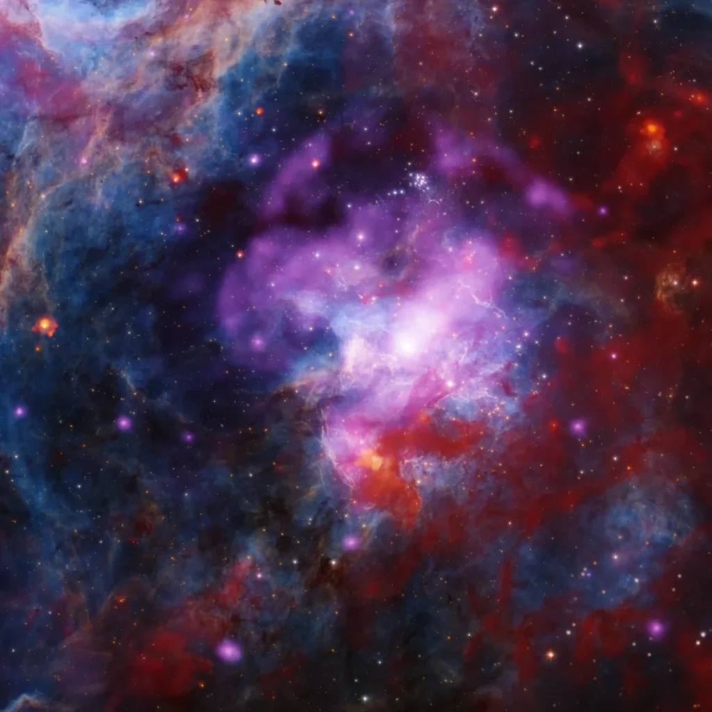L'immagine pubblicata riguarda la regione 30 Doradus B, nella Grande Nube di Magellano, formata da una doppia esplosione stellare