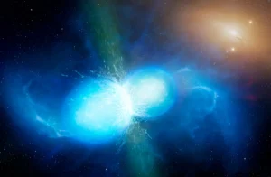 Una ricerca mette in relazione la collisione di stelle di neutroni e nuove particelle, gli assioni, come particelle della materia oscura