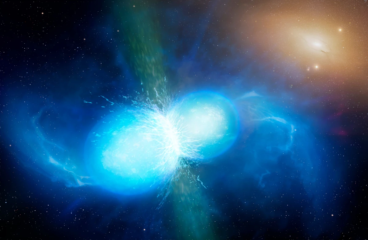 Una ricerca mette in relazione la collisione di stelle di neutroni e nuove particelle, gli assioni, come particelle della materia oscura